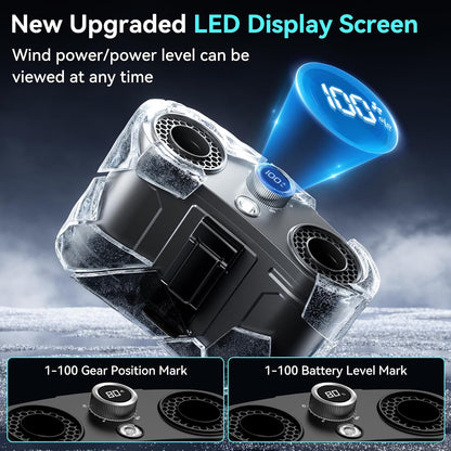12000MAh Portable Waist Fan, 100 Speeds 17000RPM Strong Airflow, Belt Fan with up to 45H of Working Time, Flashlight Hands-Free Hanging Neck Fans,Rechargeable Wearable Personal Fans for Outdoor