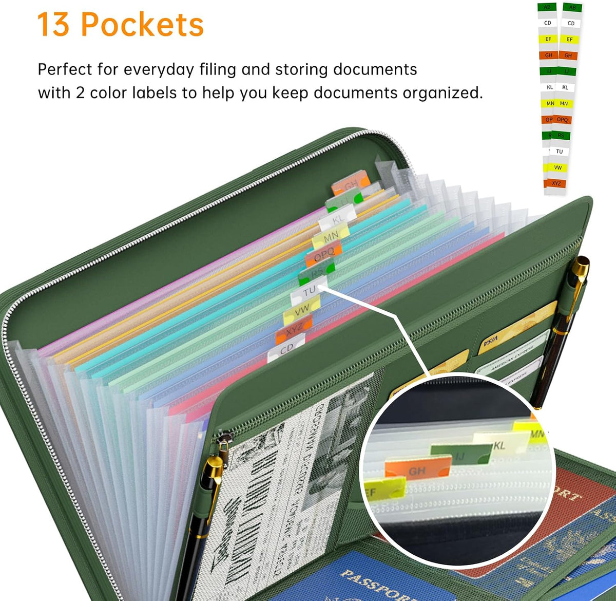 Tamfile Fireproof Accordion File Organizer, Expanding File Folder
