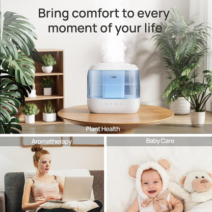 Dreo Humidifiers for Bedroom, 4L Top Fill for Large Room, 36H Runtime, 28 dB Quiet Supersized Cool Mist Air Humidifier for Baby Nursery, Plants, Indoor, Night Light, Easy to Clean & Fill, Black