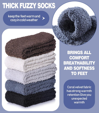 MQELONG Fuzzy Socks for Men & Women Cozy Fluffy Winter Warm Slipper Socks Microfiber Soft Home Sleeping Socks