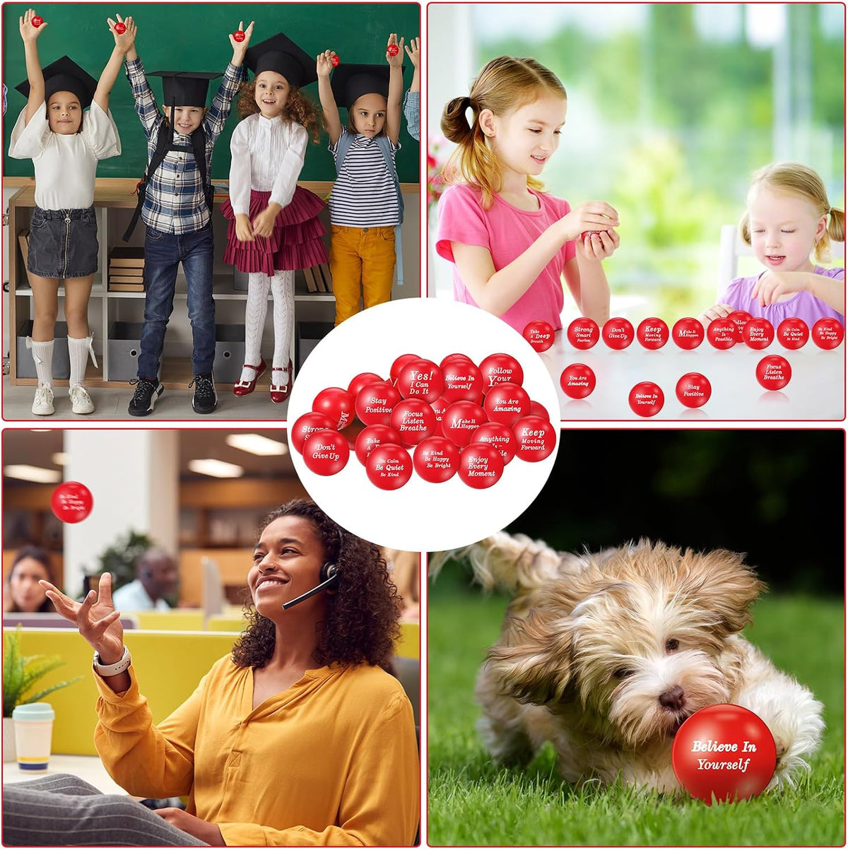 Poen 120 Pcs Motivational Foam Balls with Inspirational Quotes