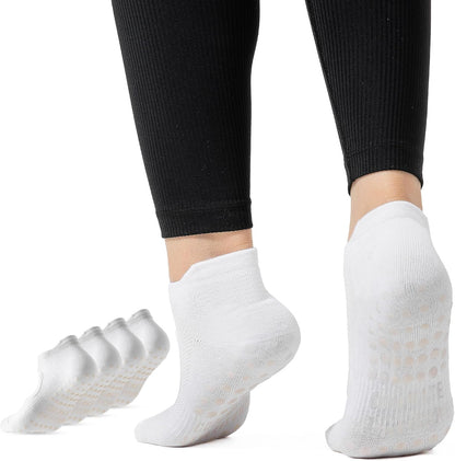 COOLMATE Pilates Socks with Grips for Women, Yoga Socks, Crew Non Slip Women for Barre, Pilates Gifts for Women - Colors A