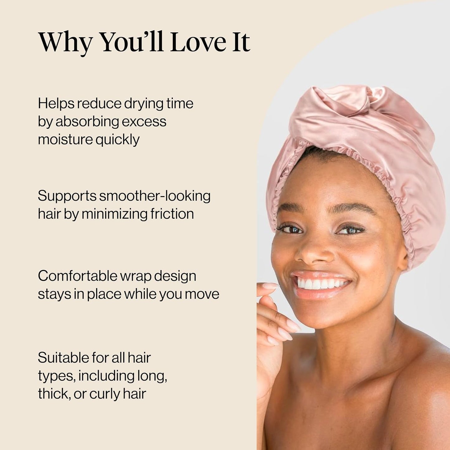Kitsch Microfiber Hair Towel Wrap for Women – Ultra Absorbent Microfiber Bath Towels for Wet, Curly, Long or Short Hair – Anti-Frizz Hair Wrap, Great Hair Products Gift for Women – Pink