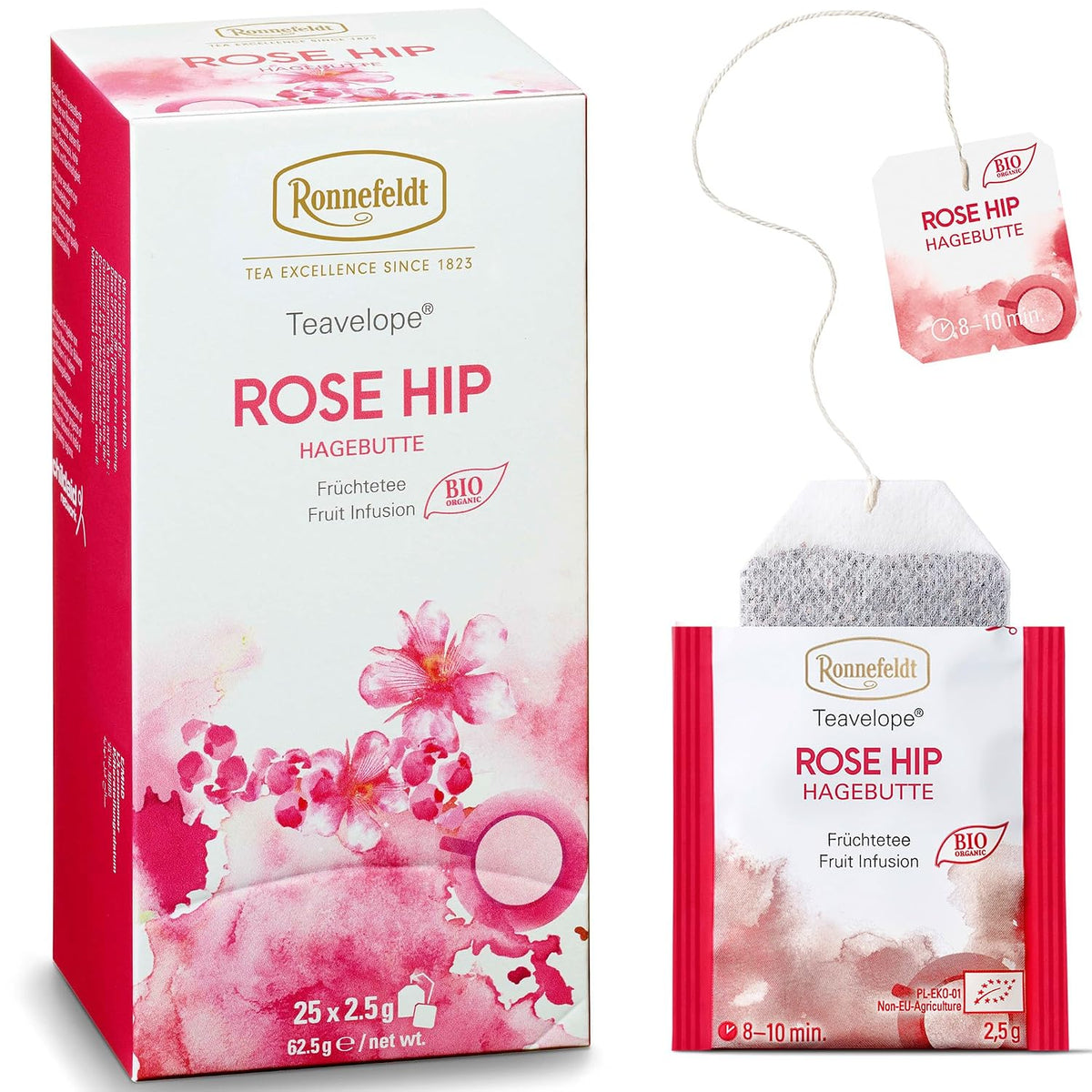 Ronnefeldt Teavelope Rose Hip Fruit Tea Bags, Caffeine Free, 25 Ct