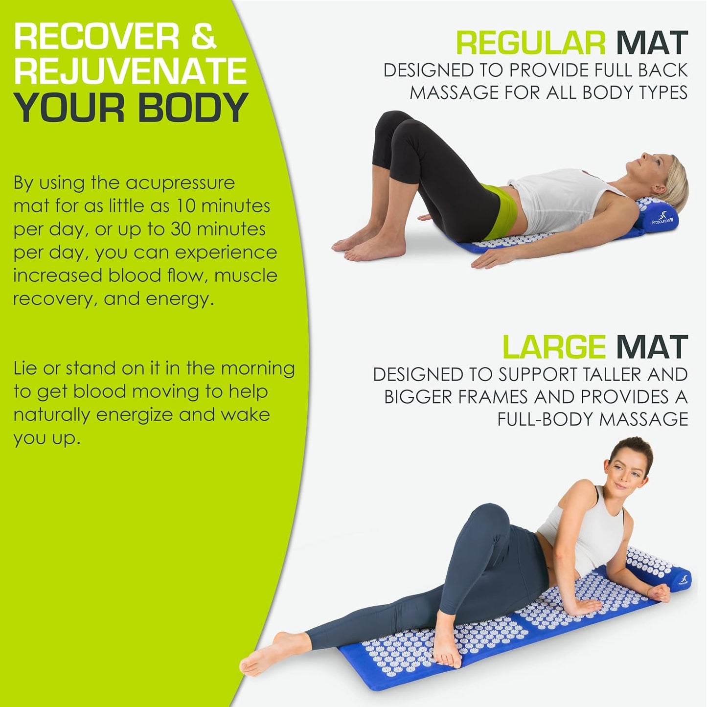 ProsourceFit Acupressure Mat and Pillow Set for Back/Neck Pain Relief and Muscle Relaxation