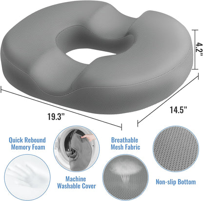 CloudBliss Donut Pillow Stadium Seat Cushion for Tailbone Pain Relief and Hemorrhoids, Memory Foam Seat Chair Cushion, Portable Seat Cushions for Bleachers, Car, Home & Office
