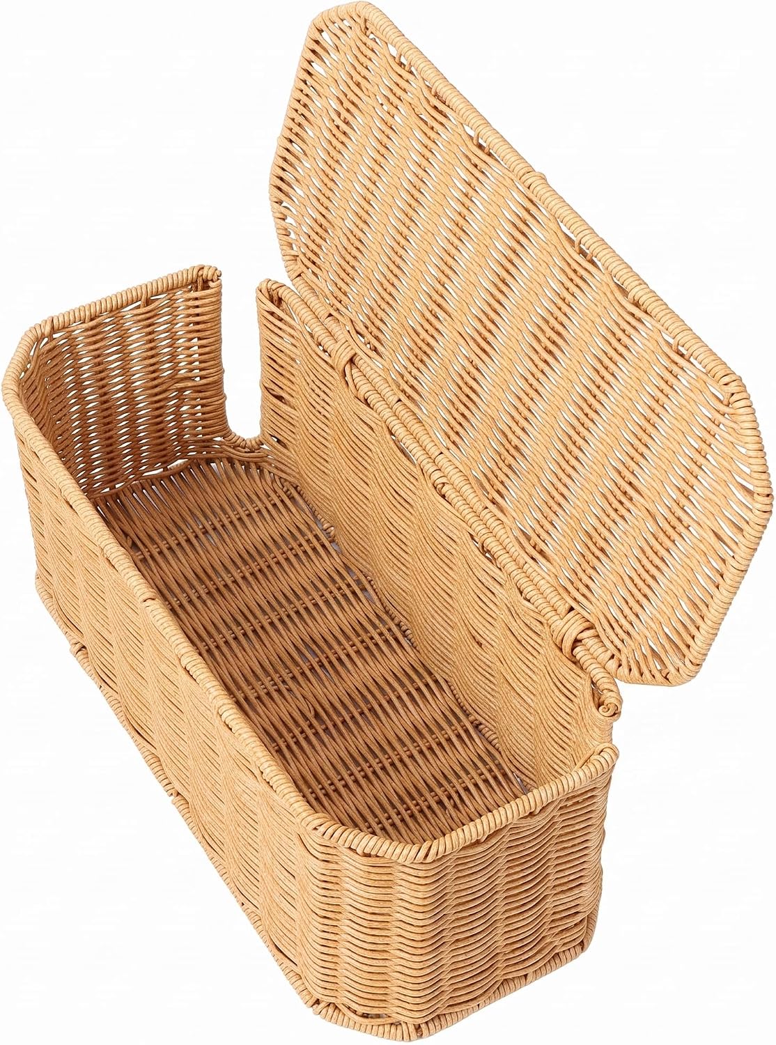 Rattan Cable Management Box, Cord Organizer to Hide Cords & Power Strip
