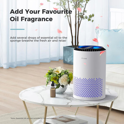 AROEVE Air Purifiers for Bedroom Home, Air Purifier For Smoke Pollen Dander Hair Smell Air Cleaner with Sleep Mode Speed Control For Bedroom Office, MK01- Black(Available for California)