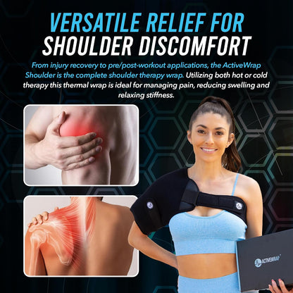 ActiveWrap Shoulder Ice Pack Wrap, Small/Medium – Includes 2 Reusable Hot & Cold Gel Packs for Rotator Cuff Cold Therapy, Ice Shoulder Wrap with Adjustable Compression for Post-Surgery Recovery