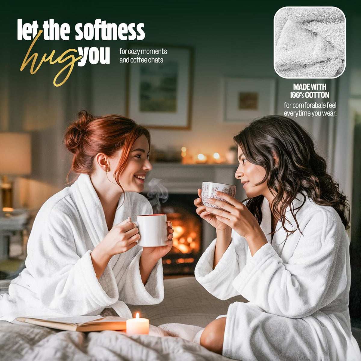 Pearl Linens Cotton Terry Shawl Collar Bathrobe - Soft, Lightweight & Absorbent Unisex Spa Robe for Women & Men - 1 Piece