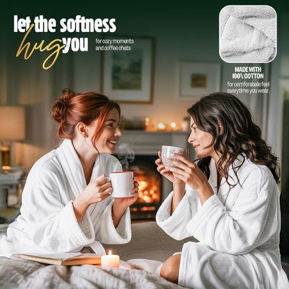 Pearl Linens Cotton Terry Shawl Collar Bathrobe - Soft, Lightweight & Absorbent Unisex Spa Robe for Women & Men - 1 Piece