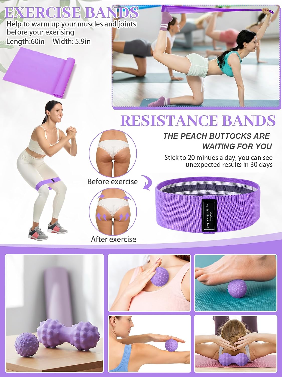 Gemscream 17 Pcs Yoga Essential Kit for Women, Pilates Equipment Starter Set for Beginners with Yoga Wheel Ball Blocks Strap Resistance Bands Wrist Rings Socks Towel & Carry Bag for Home Workouts