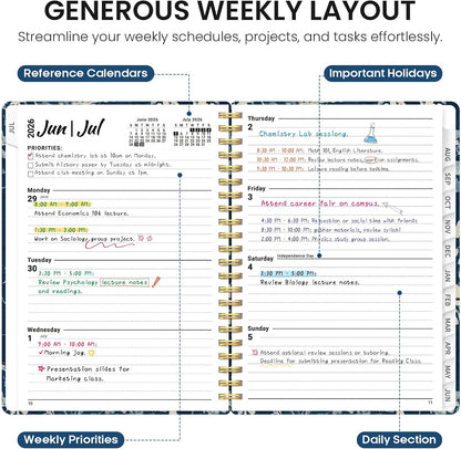 Taja Planner 2026-2027, Jul 2026-Jun 2027 Monthly & Weekly Calendar Book - Colors B