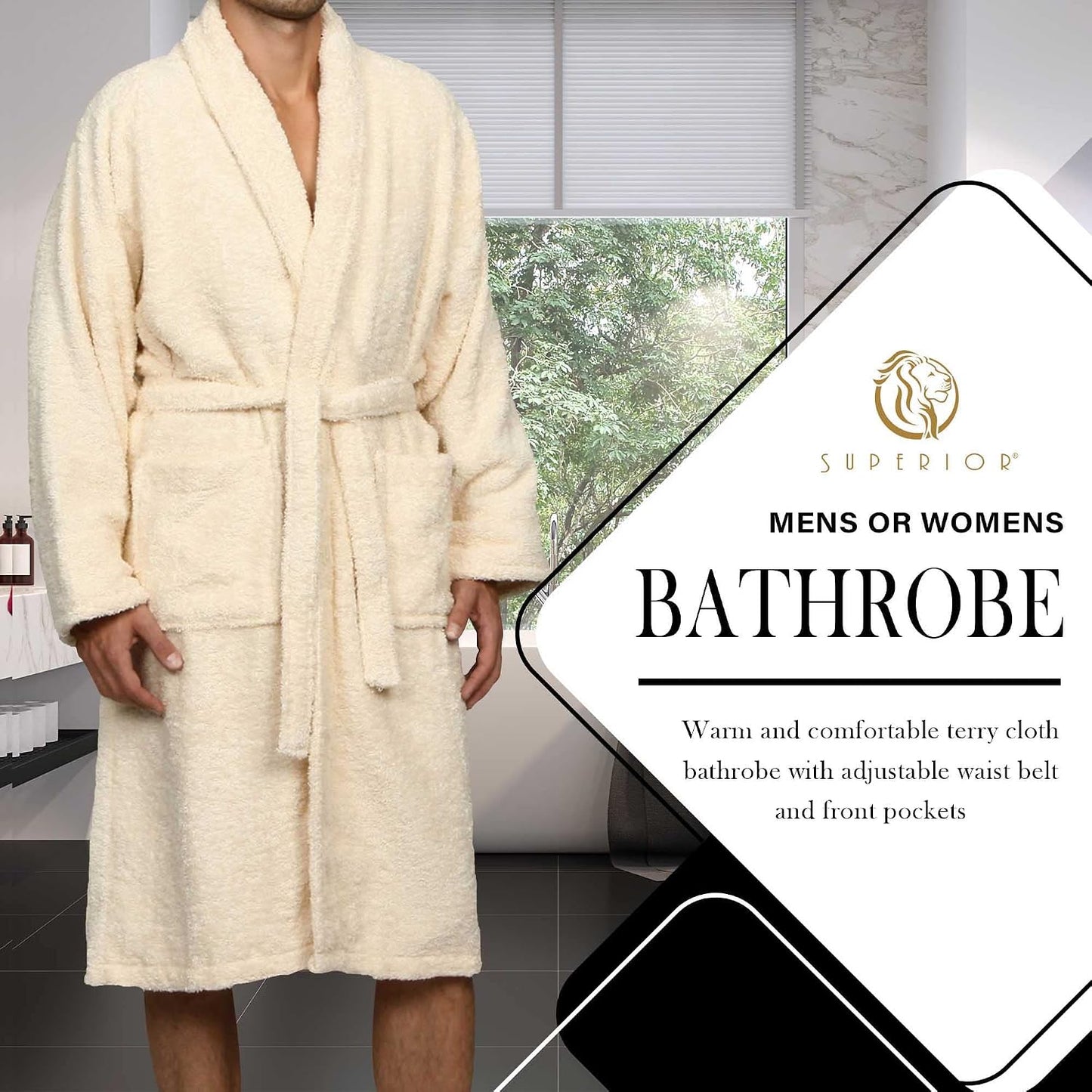 Cotton Unisex Terry Robe, Soft And Absorbent Robes For Men And Women, Bathroom Accessories
