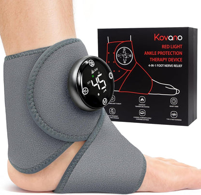 Large Fit Wearable Foot Massager Wrap, Cordless Heated Ankle Massager with Red Light, Portable for Foot Comfort & Circulation Support, 6 Modes 3 Intensities, Multi-Area Use for Foot, Knee & Back