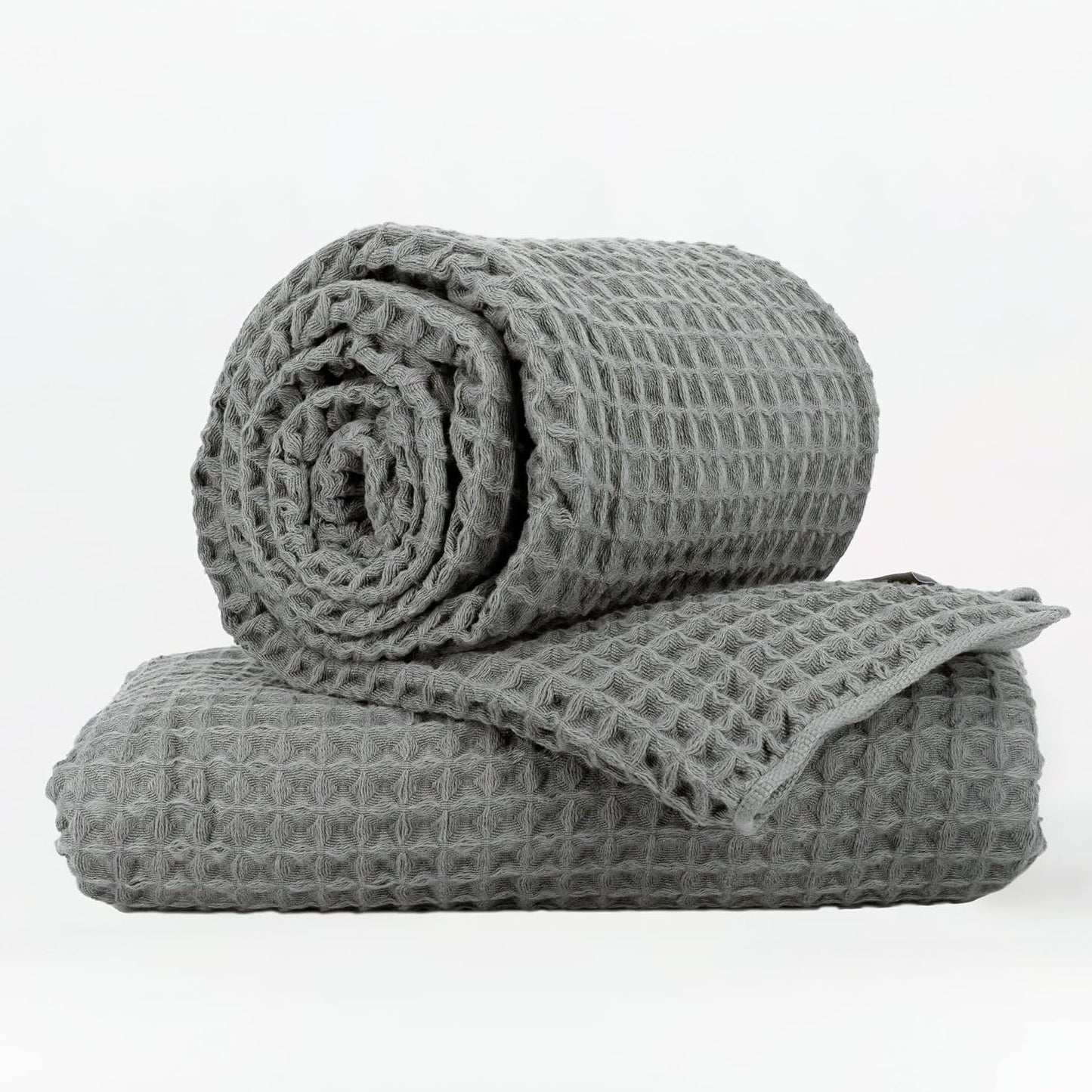 Luxury Organic Japanese Cotton Hair Drying Waffle Towel Wrap for Women | Absorbent, Quick-Dry Head Turban for Shower, Sauna, Spa | Extra Large for Long, Curly, Straight Hair With Button (White, 1 Pc)