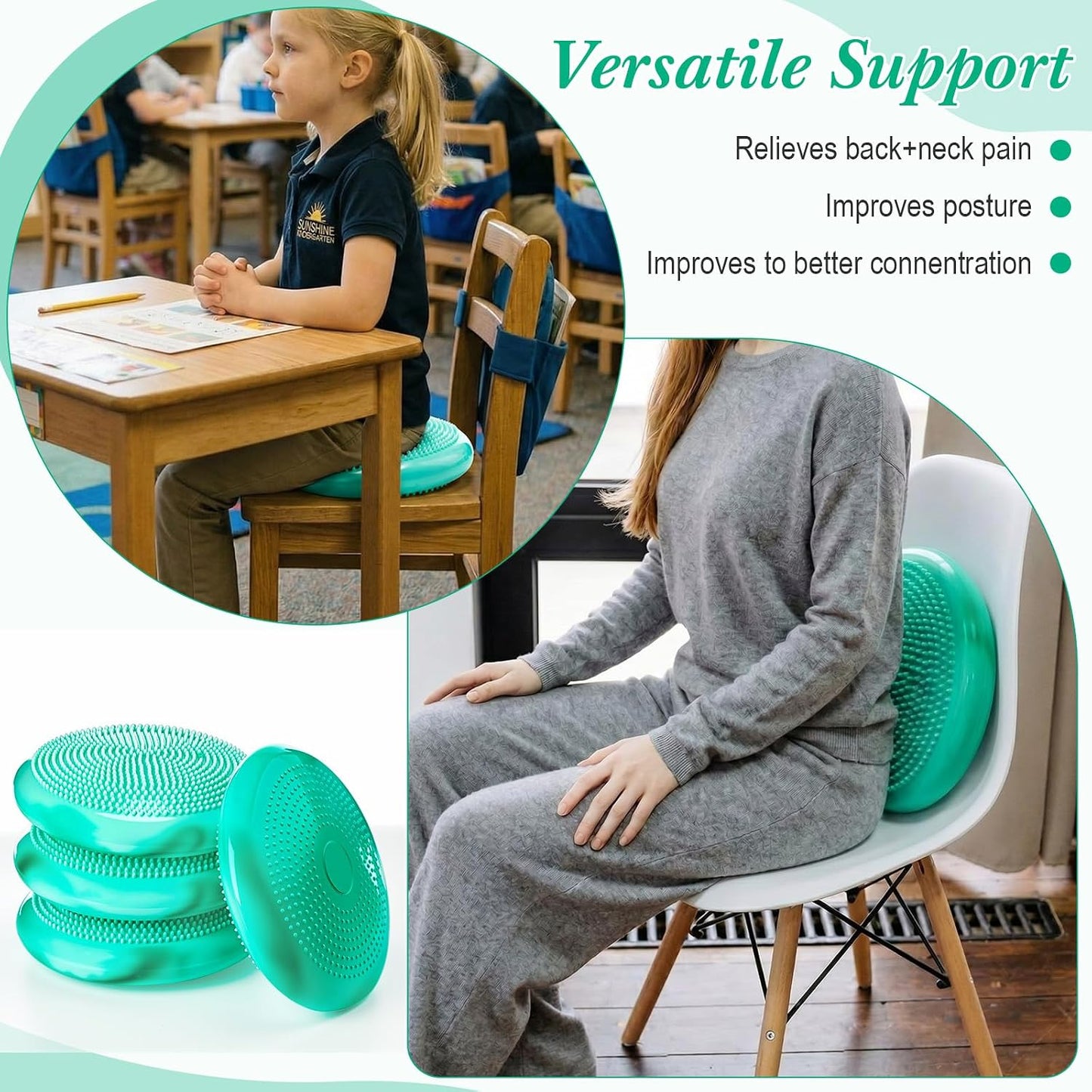 Libima 4 Pcs Wiggle Seat for Sensory Kids Inflated Wobble Cushion Sensory Seat Cloud Design Flexible Seating for Classroom Elementary Balance Disc for Kids Adult Pet Training