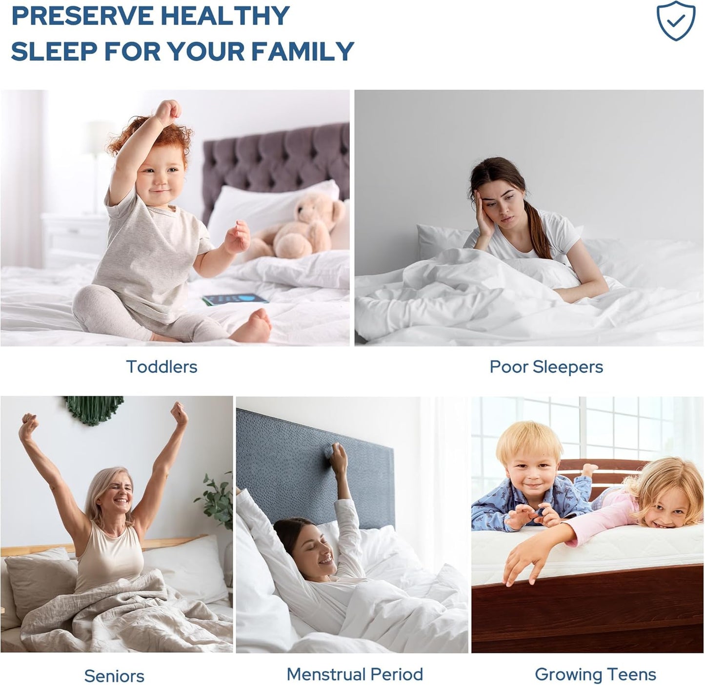 2 Pack Waterproof Mattress Protector, Queen Size Mattress Pad Noiseless with Deep Pocket Fitted for 6"-18", Soft Breathable Dirt-Proof Bed Mattress Cover Washable for Home, Bedroom, Hotel (Gray)