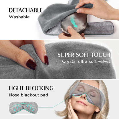YFONG Heated Eye Mask, Warm Eye Compress Mask for Dry Eyes, USB Electric Heating Pad with Temperature & Timer Control, Dry Sleep Mask for Relax & Reduce Strain Dark Circle Stye Treatment, Blue
