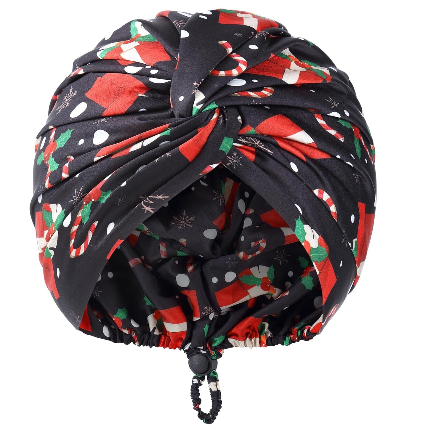 Adjustable Silk Satin Bonnet for Sleeping Hair Wrap, Double Layer Sleep Cap, Night Turban for Large Long Curly Braid Women Men Hair - Matcha Green