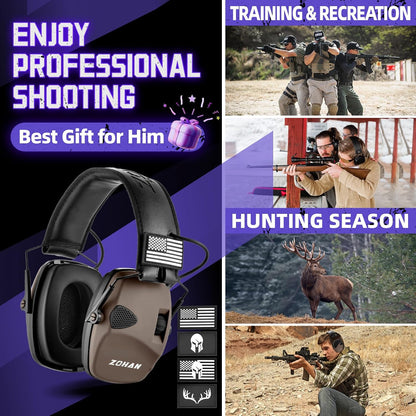ZOHAN Electronic Shooting Earmuffs Built in Ambient Sound Amplifier, Hearing Protection for Shooters, NRR 23dB Noise Reduction, Ideal Gun Range Ear Protection Headphones for Hunting-Black&Purple