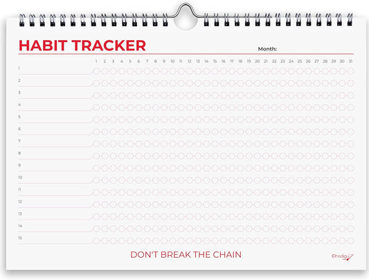 Hadigu Habit Tracker Calendar (Undated 12 Month) Colorful Motivational Design, Spiral Bound and Hanger, A4 Size (8,3"x11.7") Quality Heavy Paper, Monthly Habit Tracker Journal, Goal Tracker, Workout
