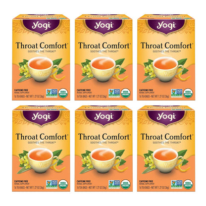 Yogi Throat Comfort Organic Tea, 16 Tea Bags (6 Pack)