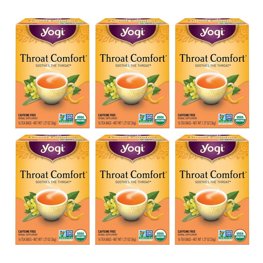 Yogi Throat Comfort Organic Tea, 16 Tea Bags (6 Pack)