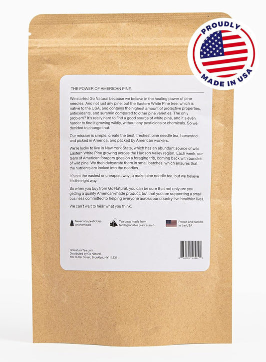 Pine needle tea, wild-foraged in the USA, picked from northern white pines | Protects against infection, strengthens immunity, high in antioxidants, natural suramin (20 Count (Pack of 1))