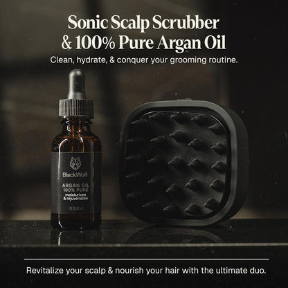 Black Wolf Sonic Scalp Scrubber - Rechargeable Hair & Scalp Scrub Brush