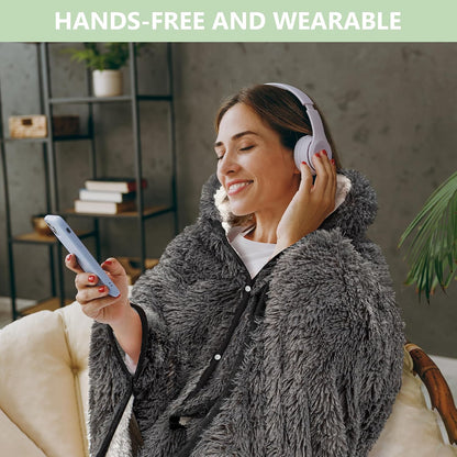 Penguin Wearable Hooded Blanket for Adults – Super Soft Warm Cozy Plush Flannel Fleece & Sherpa Hoodie Throw Cloak Wrap - Penguin Gifts for Women Adults Girls and Kids