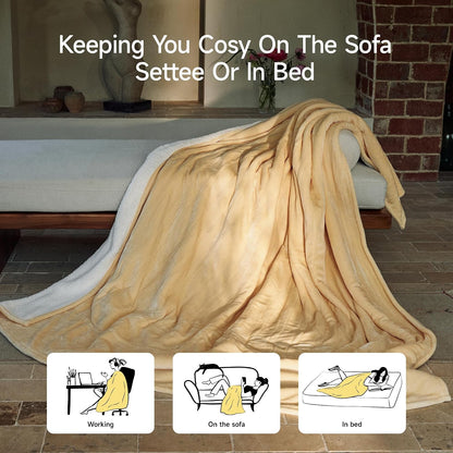 GOTCOZY Heated Throw Blanket, 50''X60'' - Soft Silky Plush Electric Blanket with 4 Heating Levels & 3 Hour Auto Off, ETL Certified, Machine Washable (Grey)