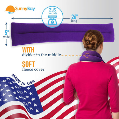 SunnyBay Lavender Microwave Heating Pad, 26" Long Microwavable Neck Wrap & Heat Pack for Moist Hot Therapy, Heated Neck Warmer for Neck, Shoulder & Back Pain Relief, Flaxseed Filling, 26x6, Purple