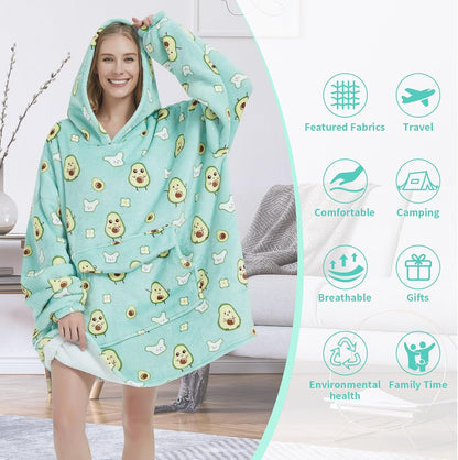 Fiosnow Sun and Moon Blanket Hoodies for Women and Men Adult Oversize Wearable Blanket Hoodies for Soft and Warm