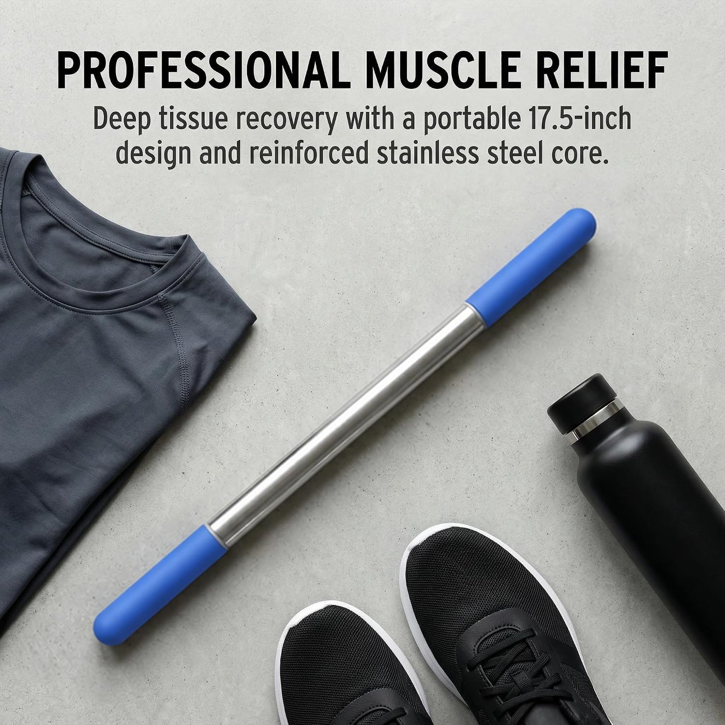Muscle Roller Stick for Deep Tissue Massage & Myofascial Release | Cold Therapy Roller for Back, Legs, Arms, Shoulders | Massage Roller Stick (Black)