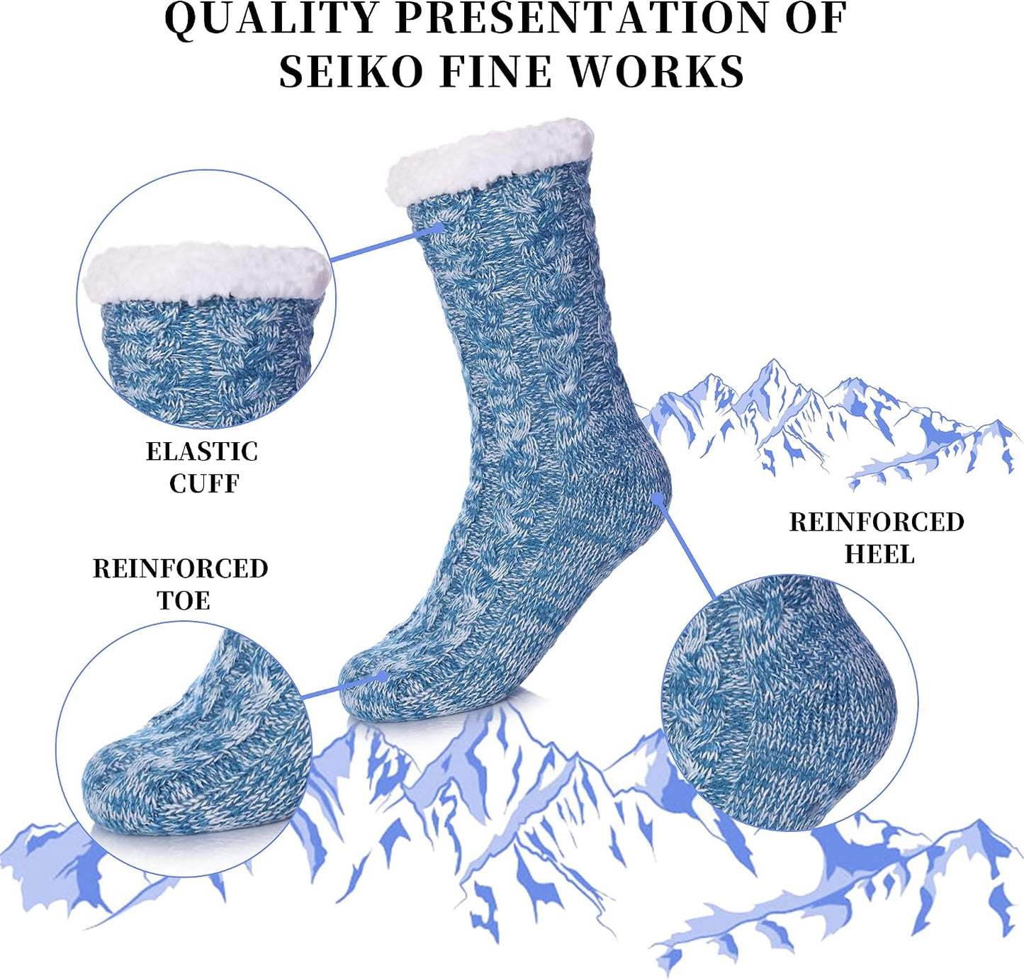 SDBING Women's Winter Super Soft Warm Cozy Fleece Lined Fuzzy Slipper Socks with Grippers