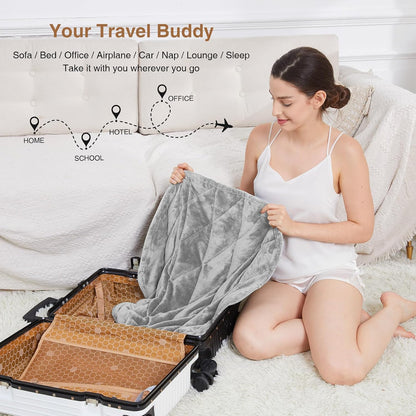 Alomidds Weighted Lap Blanket 7lbs, Cozy Breathable Flannel Weighted Lap Pad for Adults, Small Weighted Blanket for Travel, Couch, Green, 29" x 24"