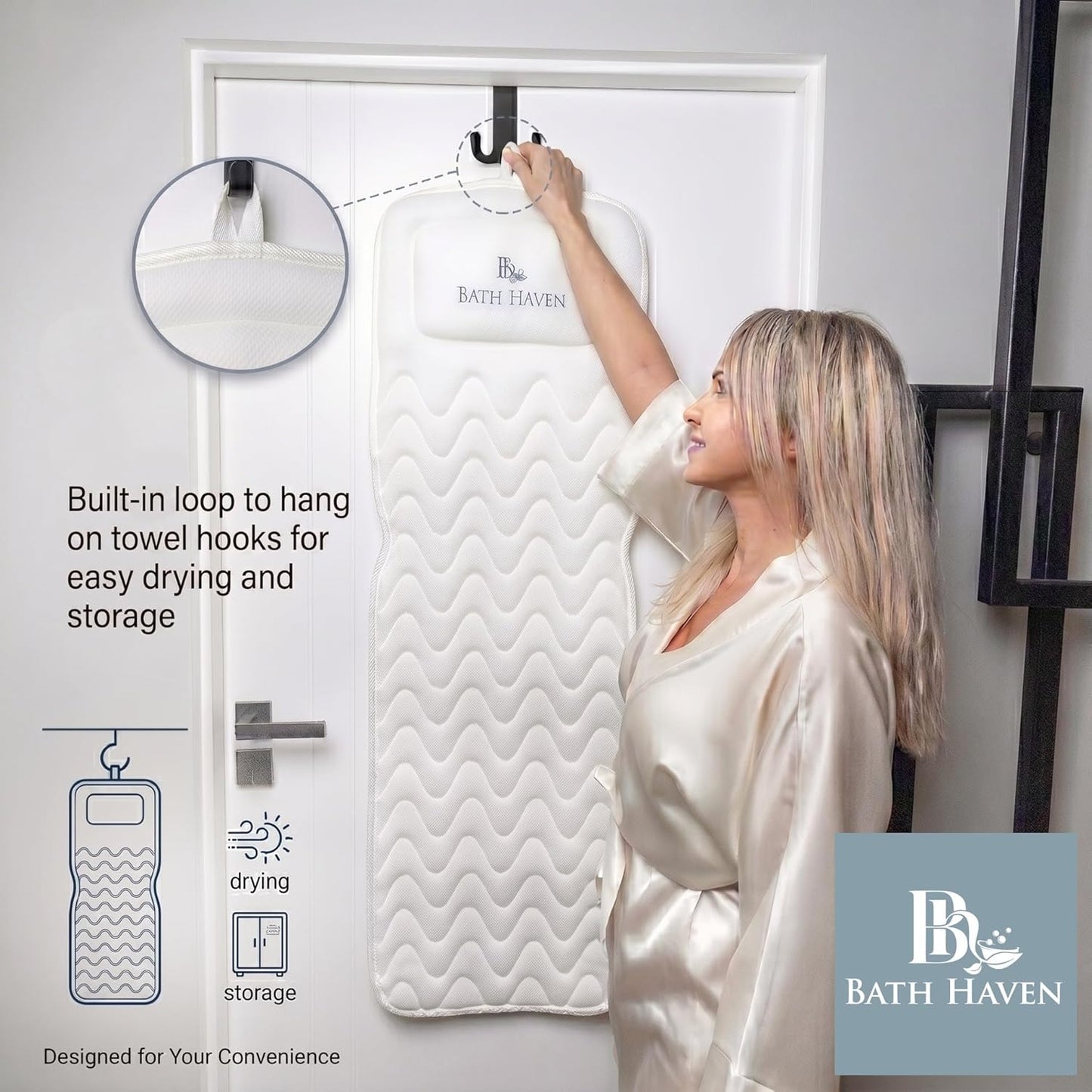 Bath Pillow for Tub, Soft 3D Mesh Full Body Mat with Head Neck Back Support