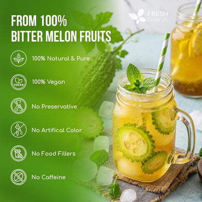 FreshDrinkUS, Premium 75 Bitter Melon Tea Bags, 100% Natural & Pure, Herbal Tea, Daily Infusion Botanical, No Sugar, No Caffeine, No Gluten, Vegan. Rich in Antioxidants