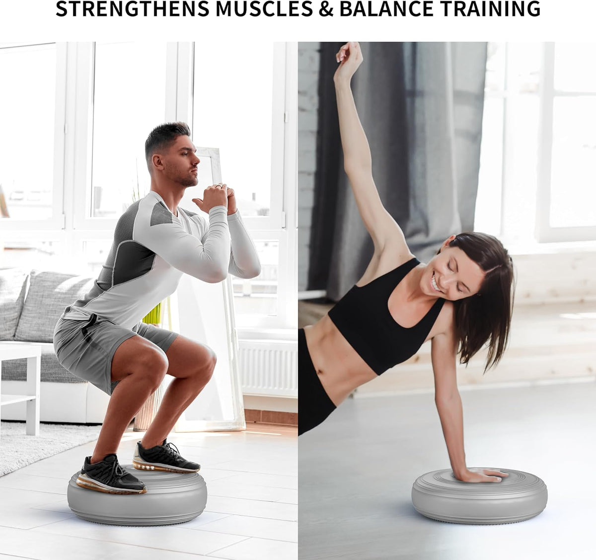 Inflated Wobble Cushion,Circular Non-slip Texture for Comfortable Sitting,Extra Thick Dyna Disc with Pump for Core Strength,Wiggle Seat to Improve Posture,Fitness,660lb Load Capacity