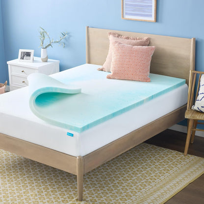 Linenspa Memory Foam Mattress Topper, Queen Size - 2 Inch Gel Infused Memory Foam - Plush Feel - Cooling and Pressure Relieving - CertiPUR Certified