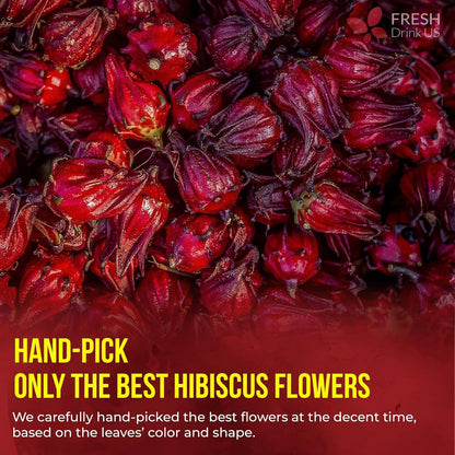 FRESHDRINKUS 140 Hibiscus Flowers Tea Bags, 100% Natural, Pure from Hibiscus Flowers. Loose Flower Hibiscus Herbal Tea. Hibiscus Flower Tea. No Sugar, No Caffeine, No Gluten, Vegan.