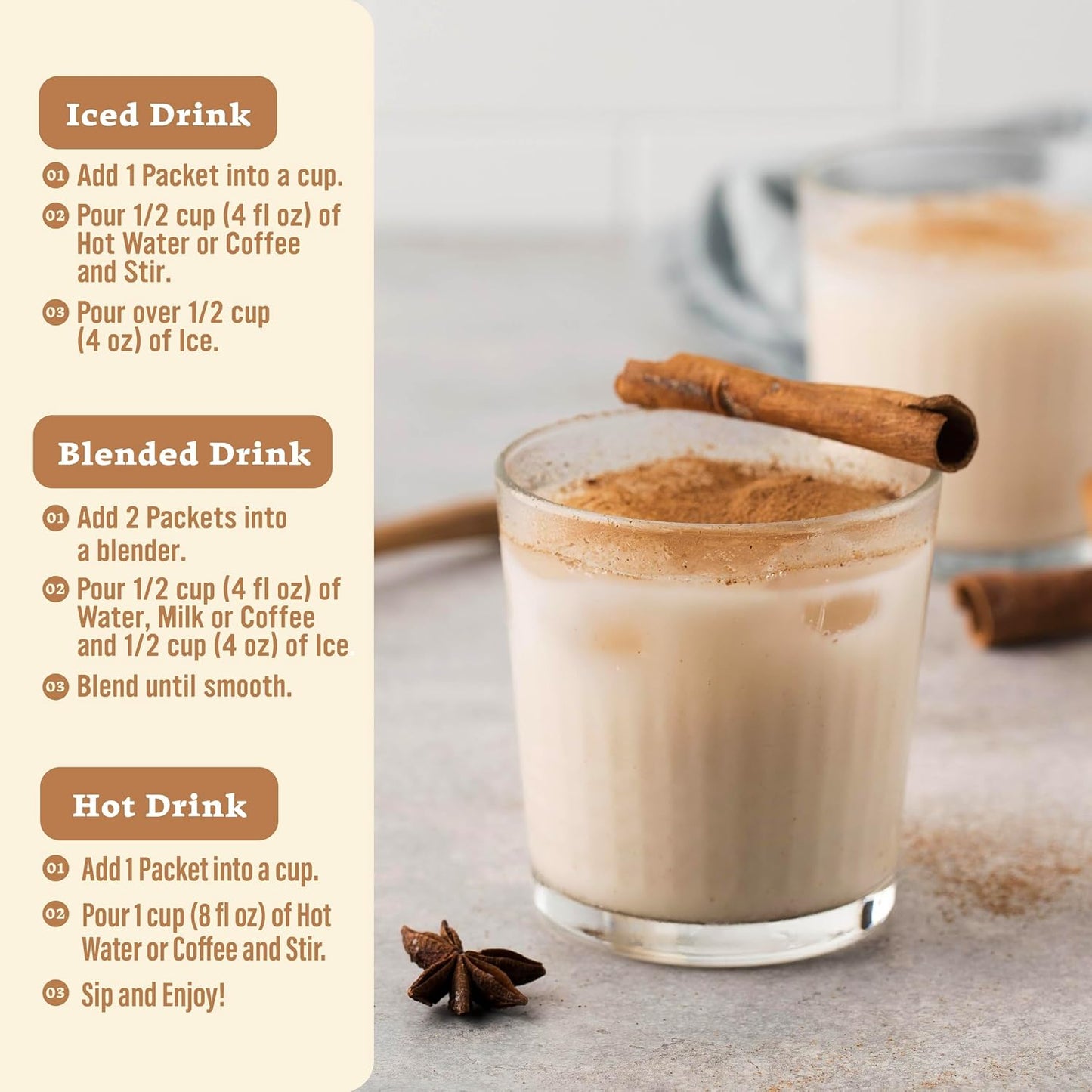 The Frozen Bean Vanilla Bean Frappe & Latte Instant Mix (10 Sticks), Made with Arabica Coffee, Double Shot Caffeine, Low Sugar & Premium Ingredients, Hot, Iced, or Blended Drinks