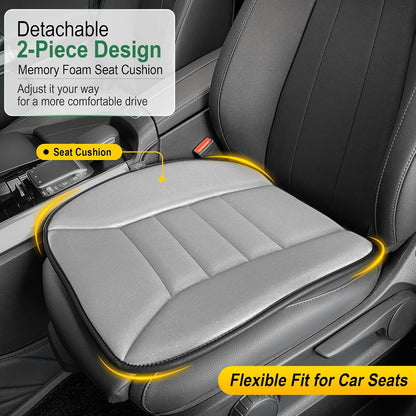 kingphenix Car Seat Cushion with 1.2inch Comfort Memory Foam, Seat Cushion for Car and Office Chair (Black)