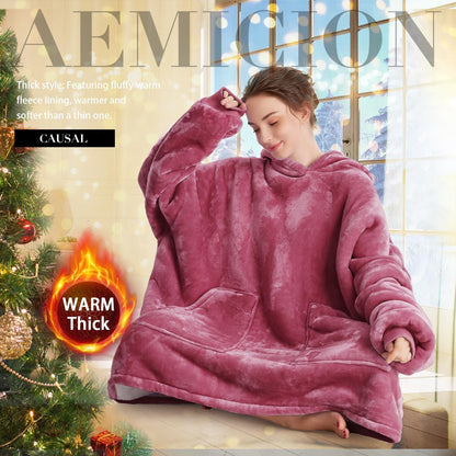 Aemicion Strawberry Blanket Hoodie,Oversized Sherpa Wearable Hooded Blanket,Warm Cozy Sweatshirt Gifts for Women Girls Adult