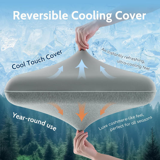 Gel Cooling Pillows for Hot Sleepers, Cooling Memory Foam Pillow with Reversible & Removable Cover, Cold Pillow for Side & Back Sleepers, All-Season Comfort, Standard Size(1 Pack), Grey