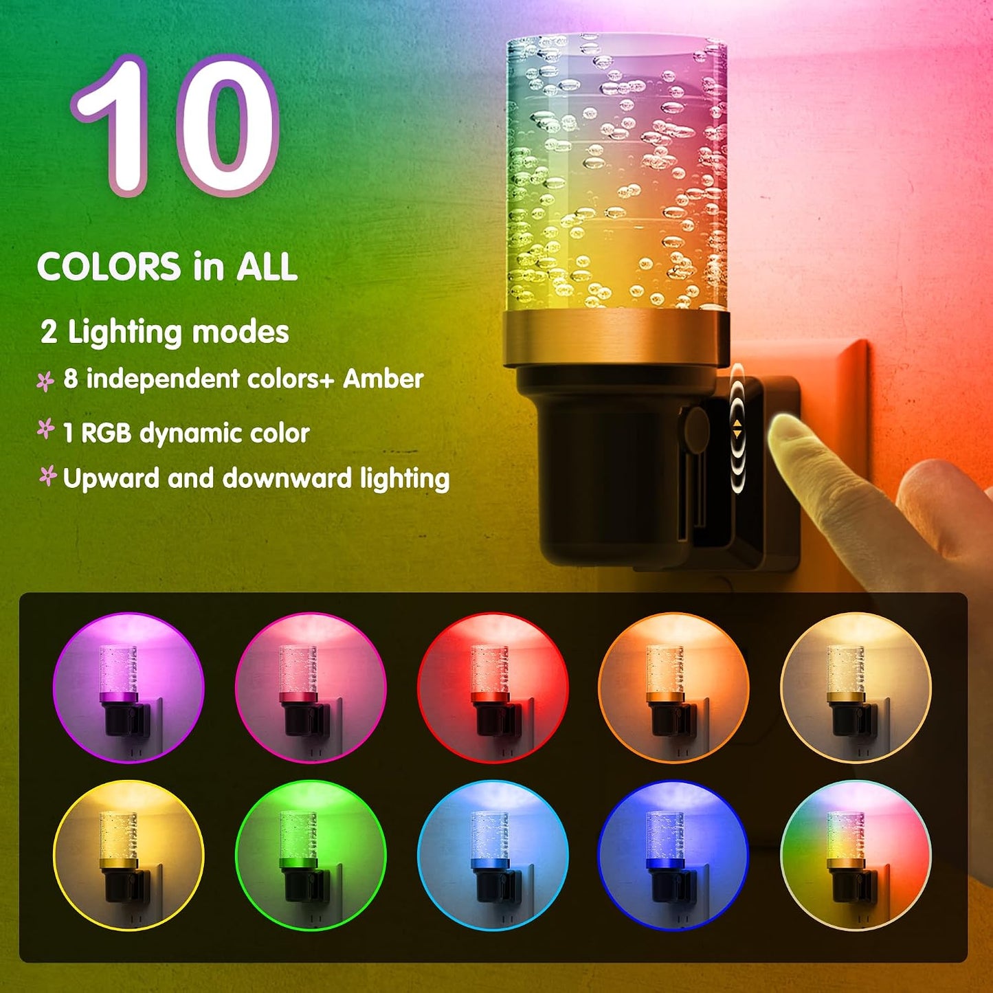 L LOHAS LED Night Light, Dimmable Night Lights Plug into Wall, Automatic Night Lights Plug in with Auto Light Sensor,Adjustable Brightness Amber LED Night Light, for Bedroom Hallway Home Decor