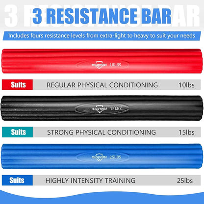 DICYWUDI Flex Therapy Bar and Grip Strength Trainers set, Physical Therapy & Resistance Bar for Golfers Elbow, Tendinitis, Wrist,Forearms Pain, Improve Grip Strength and Relieve Pain