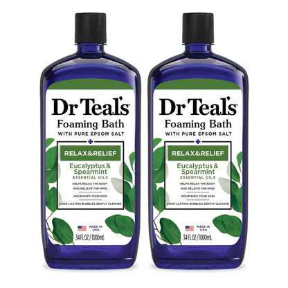 Dr Teal's Foaming Bath with Pure Epsom Salt, Soothe & Sleep with Lavender, 34 fl oz (Pack of 2)