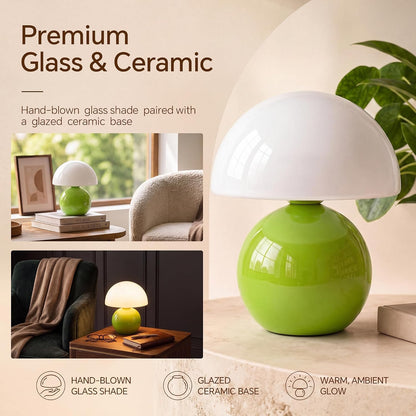 Dawnwake Mushroom Lamp Table Lamp for Bedroom-Small Desk Table Lamps,White